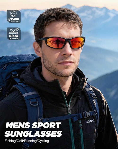 KALIYADI Polarized Men's Sunglasses - UV Protection Sport Glasses for Running, Cycling & Fishing
