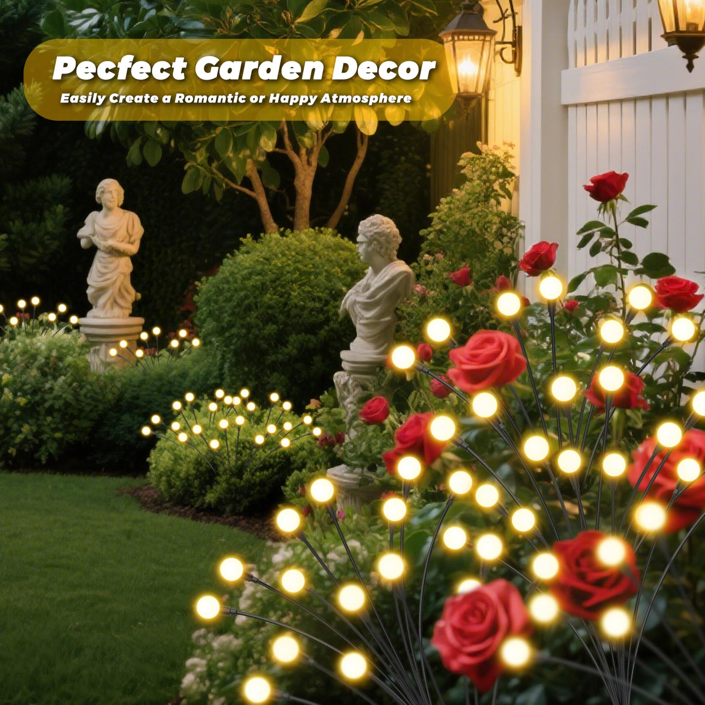 Solar Firefly Lights Outdoor,2 Packs 16LEDs,Firefly Lights Outside for Garden Yard Patio Decor,Solar Outdoor Fairy Garden Light,Gardening Landscape Decor