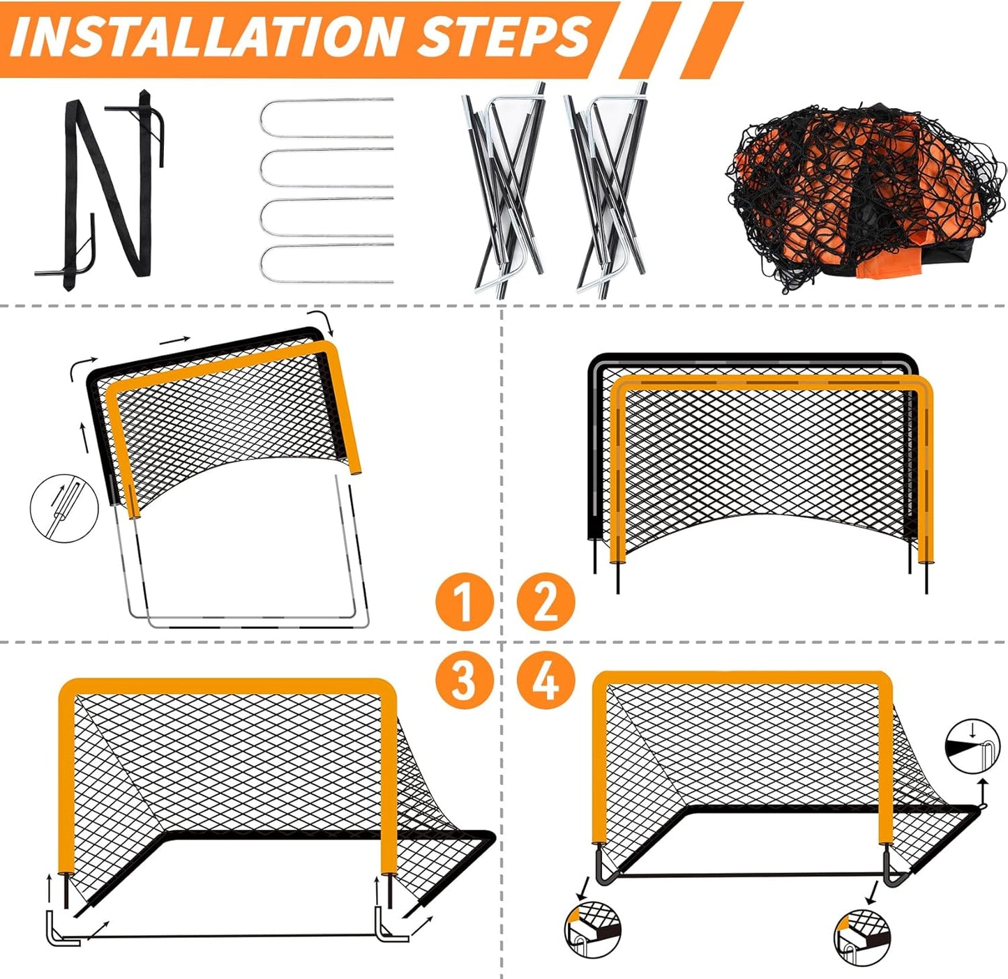 Regine Switzerland 2-Pack Soccer Goals - Pop Up Folding Mini Goals for Indoor/Outdoor Practice | 4’ x 3’ Size