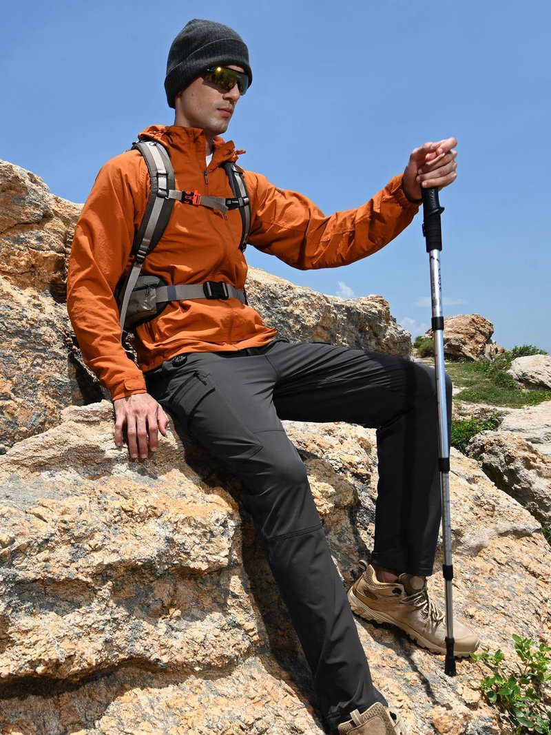 NORTHYARD Men's Cargo Hiking Pants Lightweight Quick Dry Outdoor Fishing Travel Active Sweatpants with Multi Pockets Black XL