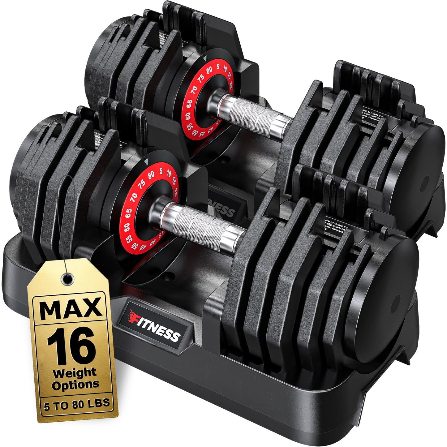 Rendpas Adjustable Dumbbell Set, Quick Adjust Free Weights for Home Gym