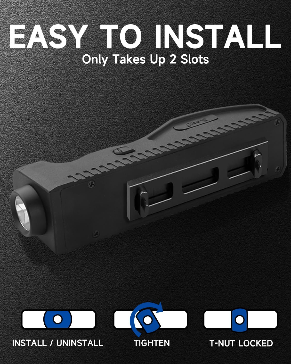 ZBULAR 1450 Lumens Flashlight Light,Dual Switch,Strobe Function,Easy to use,USB-C Rechargeable