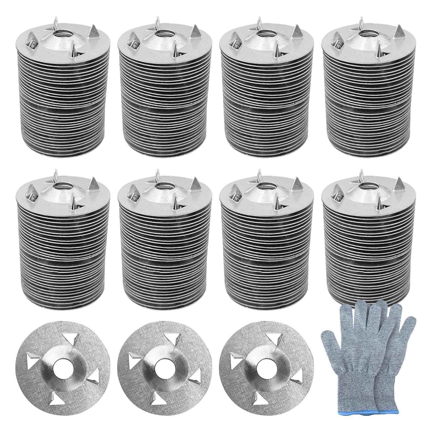 500Pcs Fasteners Washers for Foam Board Panels, 1-1/8 Inch Metal Washers for Insulation Fixing Hardware with Cut Resistant Gloves
