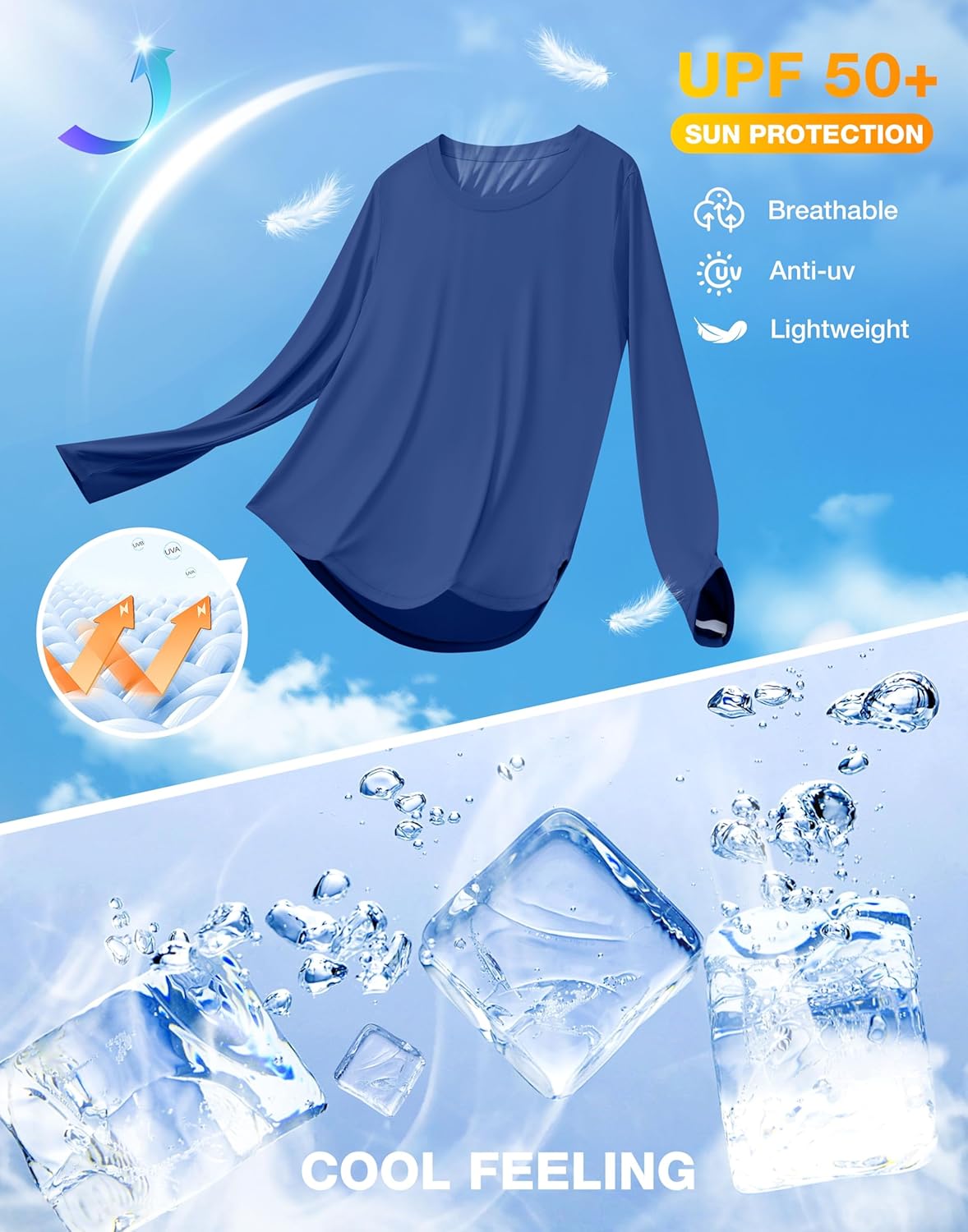 Soothfeel Women's Sun Shirt - UPF 50+ Long Sleeve UV Protection for Hiking & Workouts - Lightweight Quick Dry