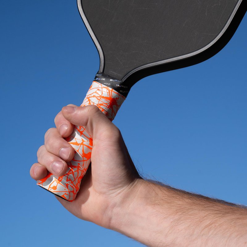 Supacaz Super Sticky Kush Neon Orange Splat Pickleball Overgrip - Tacky Pickleball Paddle Grip Tape Wrap - Pickle Ball Anti-Sweat Overwrap - 3pk