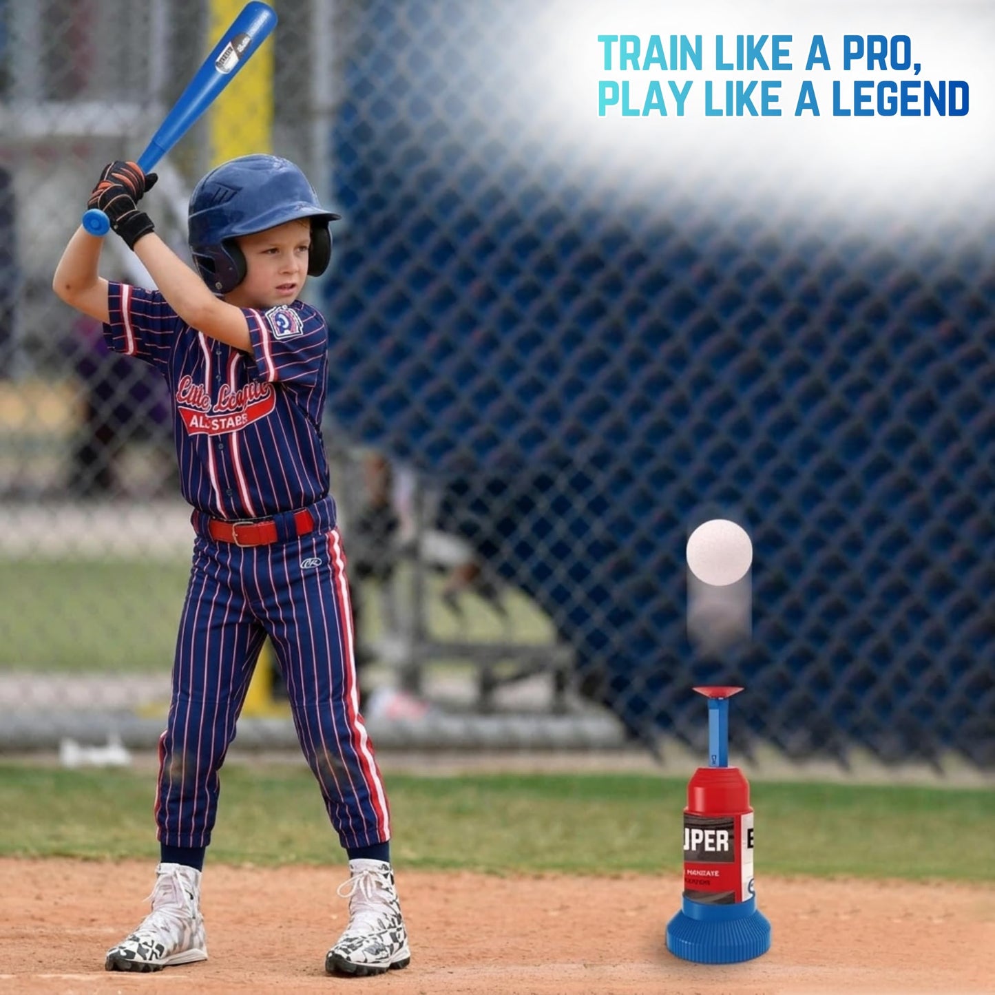 Baseball Training Tee Popper Set with Baseball Bat & 12 Balls, Pop Up Batting Tee for Kids & Beginners, Self Pitching Baseball Trainer for Hitting Practice, Portable Batting Trainer for Backyard