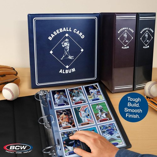 BCW Supplies 3" Baseball Album - Black | Premium Durable Binder for 90 Cards | Heavy-Duty D-Ring for Lasting Protection