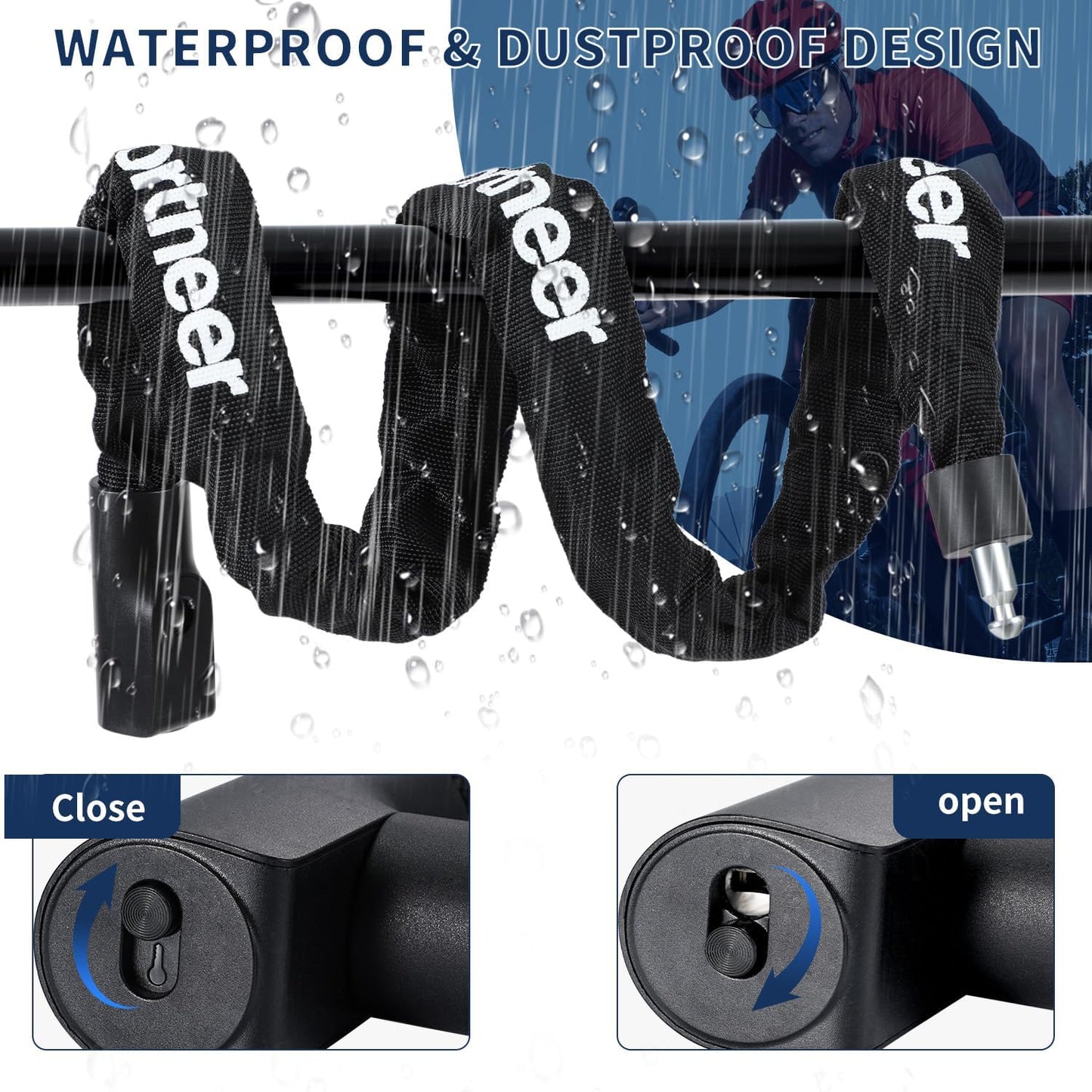 Sportneer High Security Bike Chain Lock - 6mm Thick, 3.2ft Long, Heavy Duty Anti-Theft Protection