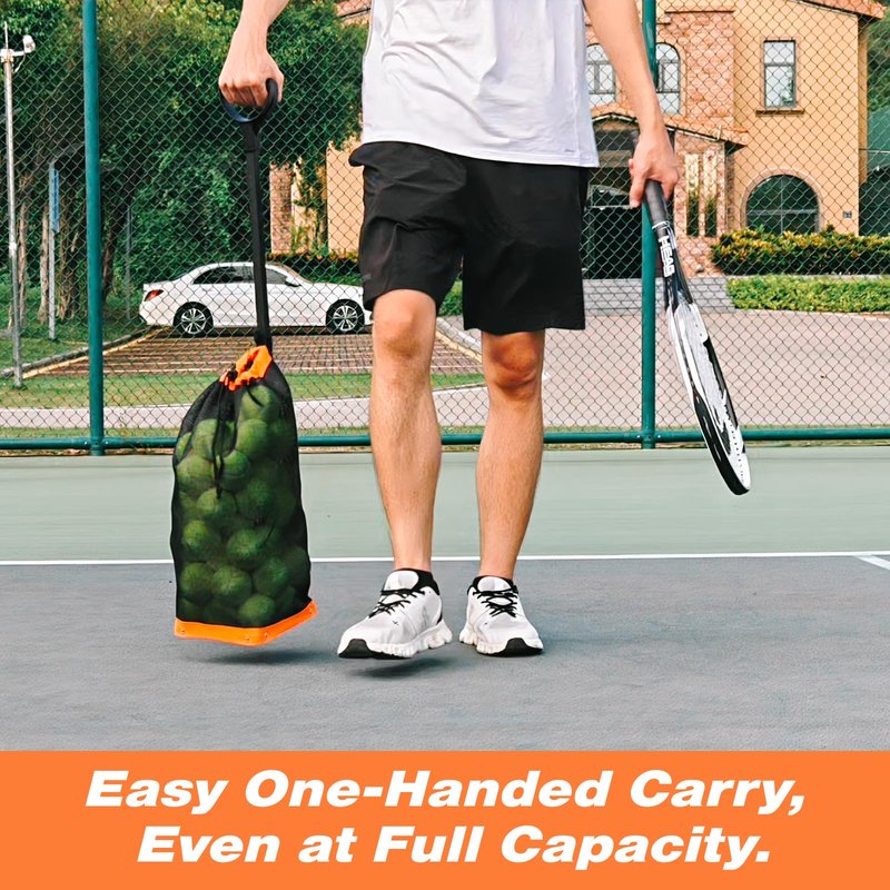 ZUKNC Lightweight Tennis Ball Hopper – Holds 50+ Tennis Balls or 40+ Pickleballs | Durable & Portable Adjustable Tennis Ball Picker | Great for Hard Court, Clay, Grass, Car Trunk (Orange)