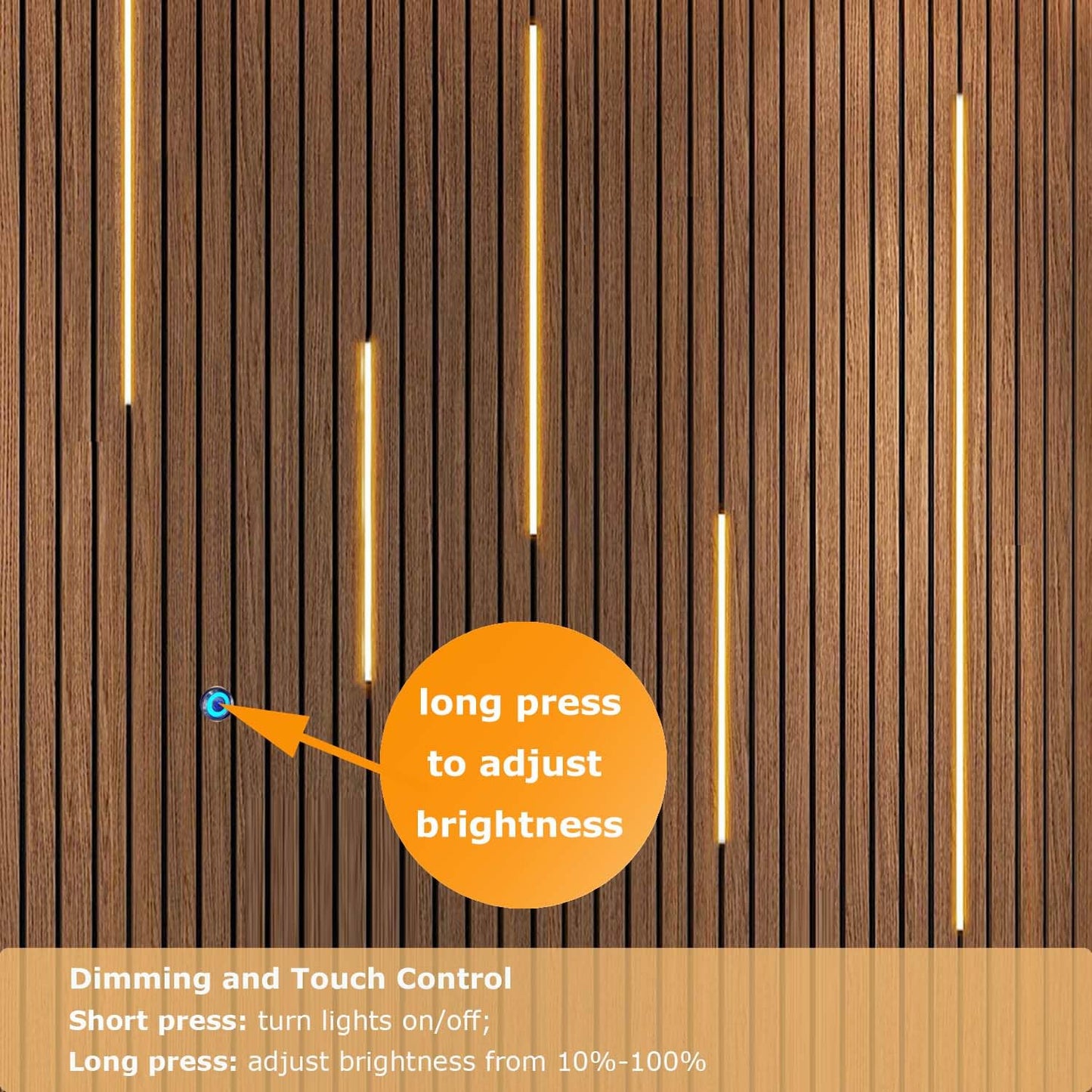 ATA LED Recessed Lighting Kit for Wall Panels - 6pcs Self-Adhesive Wall LED Lights for Interior Wall Decor, 3000k Touching Switch Light for Wood Slat Wall Panels (Touch Sensor Switch)