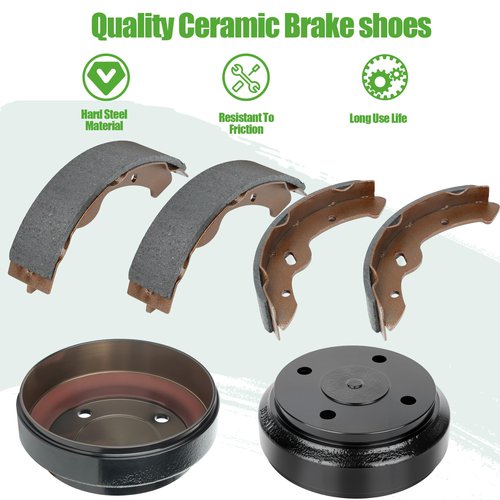 10L0L Golf Cart Rear Brake Drum Repair Kit for Club Car DS 1995-Up and Precedent 2004-Up, Golf Cart Brake Drums, Brake Pads and Brake Shoes Spring Kit, OEM 101791101, 10603, 1018232-01