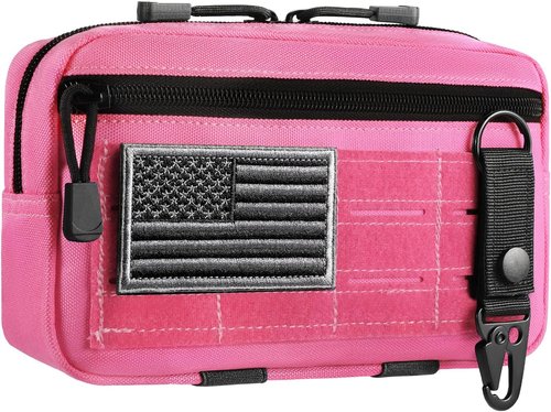 FRTKK Tactical Molle Admin Pouch - Utility EDC Tool Bag with US Flag Patch & Keychain | Horizontal Design
