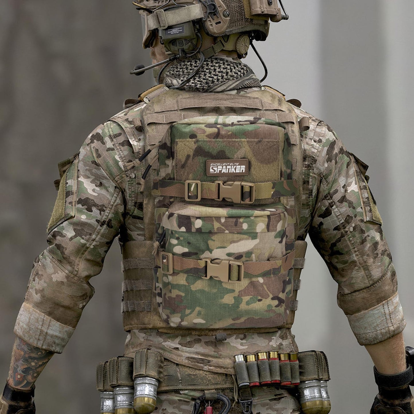 EXCELLENT ELITE SPANKER Tactical Small MOLLE Hydration Pack Water Bladder Carrier Pack for Tactical Vest Backpack Plate Carrier (Multicam-Nylon)