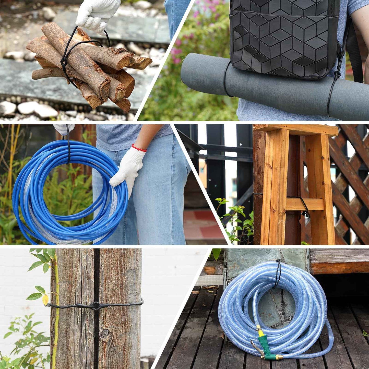 OCTOXEQA Reusable Rubber Twist Ties - 32-Inch Bendable Heavy Duty, Black Silicone Ties for Bundling and Holding, Indoor/Outdoor Use (8pcs)