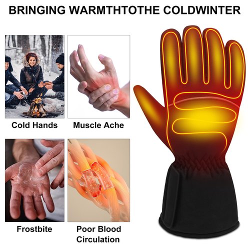 Svpro Heated Gloves for Men and Women, 5000mAh Rechargeable Battery Heating Electric Hand Warmer Glove, Touchscreen Winter Warm Thermal Gloves with 3 Heat Settings