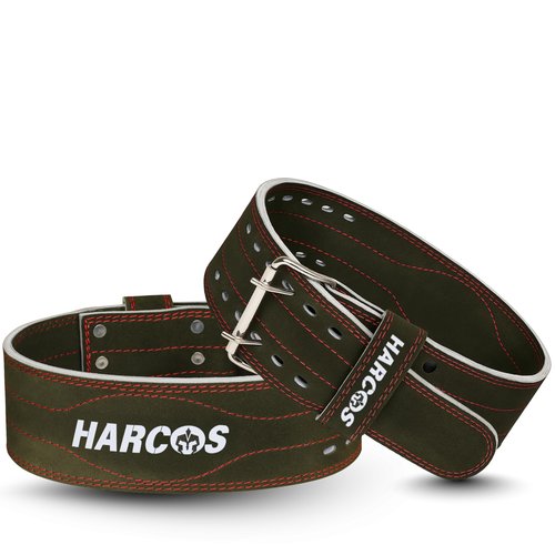 Harcos Genuine Leather Unbreakble, non tearable Gym Belt for Men & Women Workout Deadlift Belt for Gym Suede Powerlifting Weight Lifting for Heavy Workout gym belt | Professional Heavy Weight Lifting Original Leather (Olive-Green, Small)