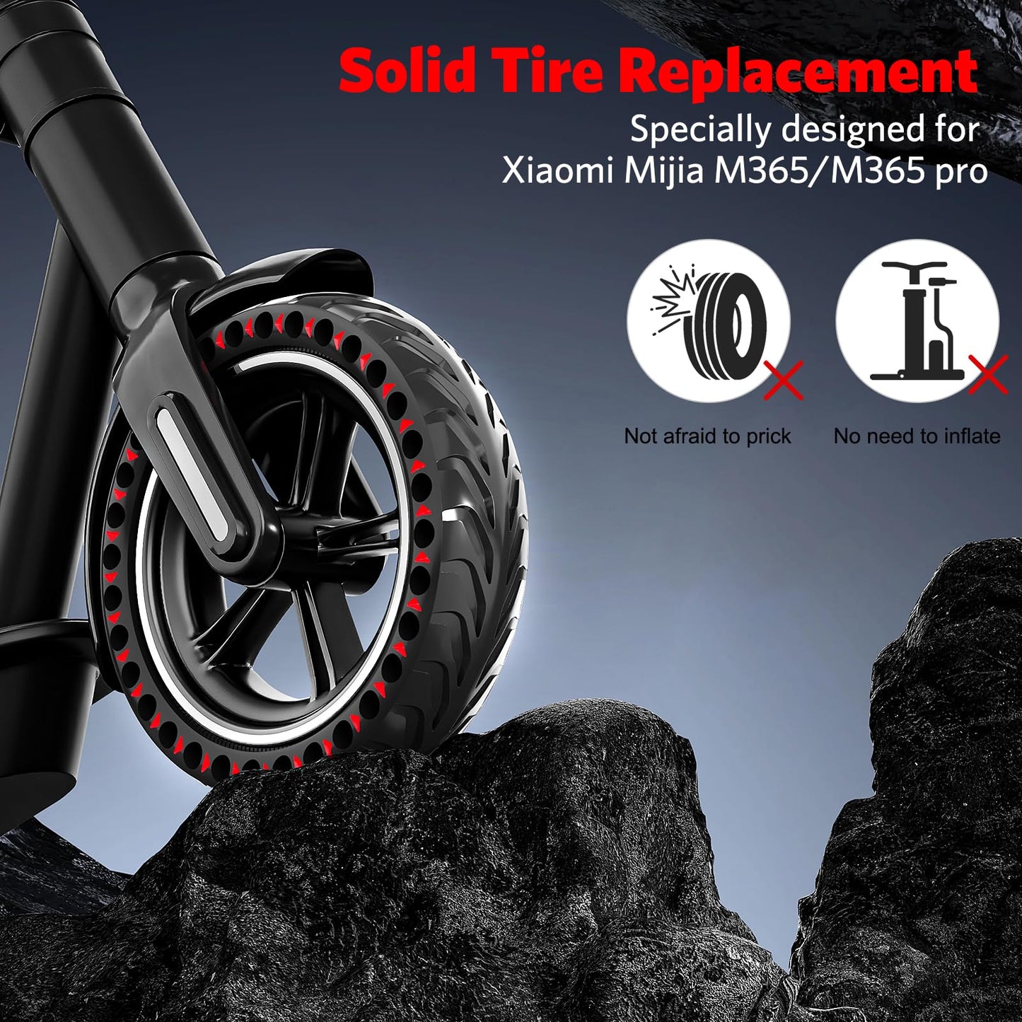 Cooryda Solid Tire for Xiaomi m365 Electric Scooter Mijia m365 pro/gotrax gxl V2/XR, 8.5 inches Electric Scooter Wheels 8 1/2''Honeycomb Solid Tires