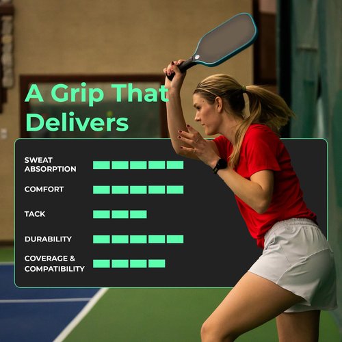 ADV Pickleball Grip Tape - Soft, Very Durable, Sweat Absorbing Pickleball Overgrip Tape - Dry & Comfortable FeltTac Pickleball Paddle Grip Tape - Easy to Use & Easy to Install (6-Pack Black)