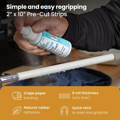 Brampton Golf Grip Tape Strips - Premium 2" x 10" Solvent Activated Double Sided Adhesive Strips for Regripping Golf Clubs - Double Sided Tape for Golf Club Regripping (60 Pack)