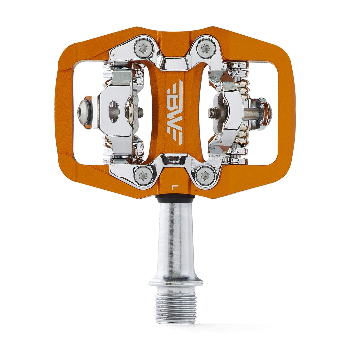 BW USA Rock Garden Flat Pedal - SPD Compatible Clipless MTB Bike Pedals - Orange