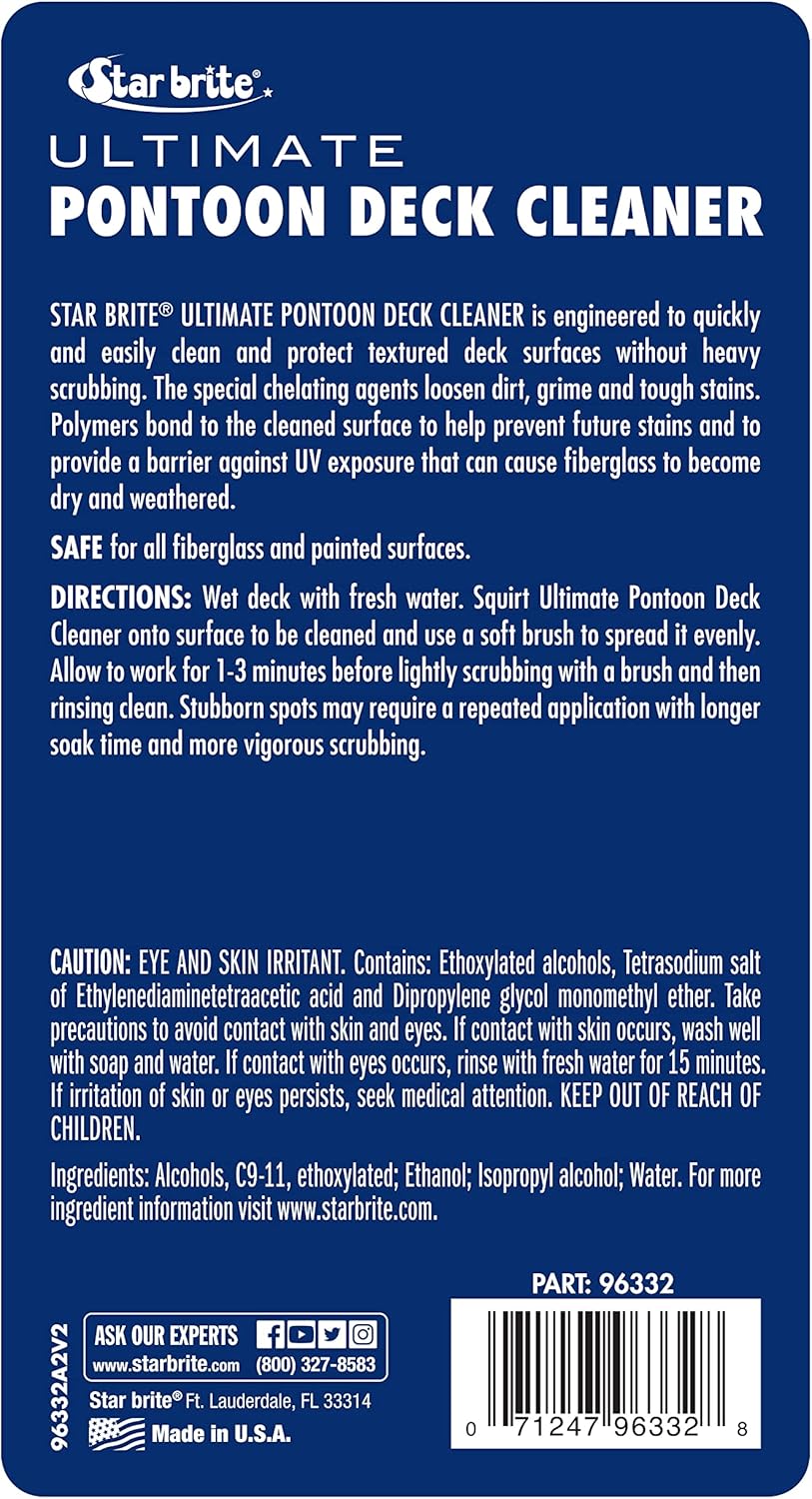Star Brite Ultimate Pontoon Deck Cleaner - Effortlessly Lift Dirt & Stains from All Surfaces - 32 OZ