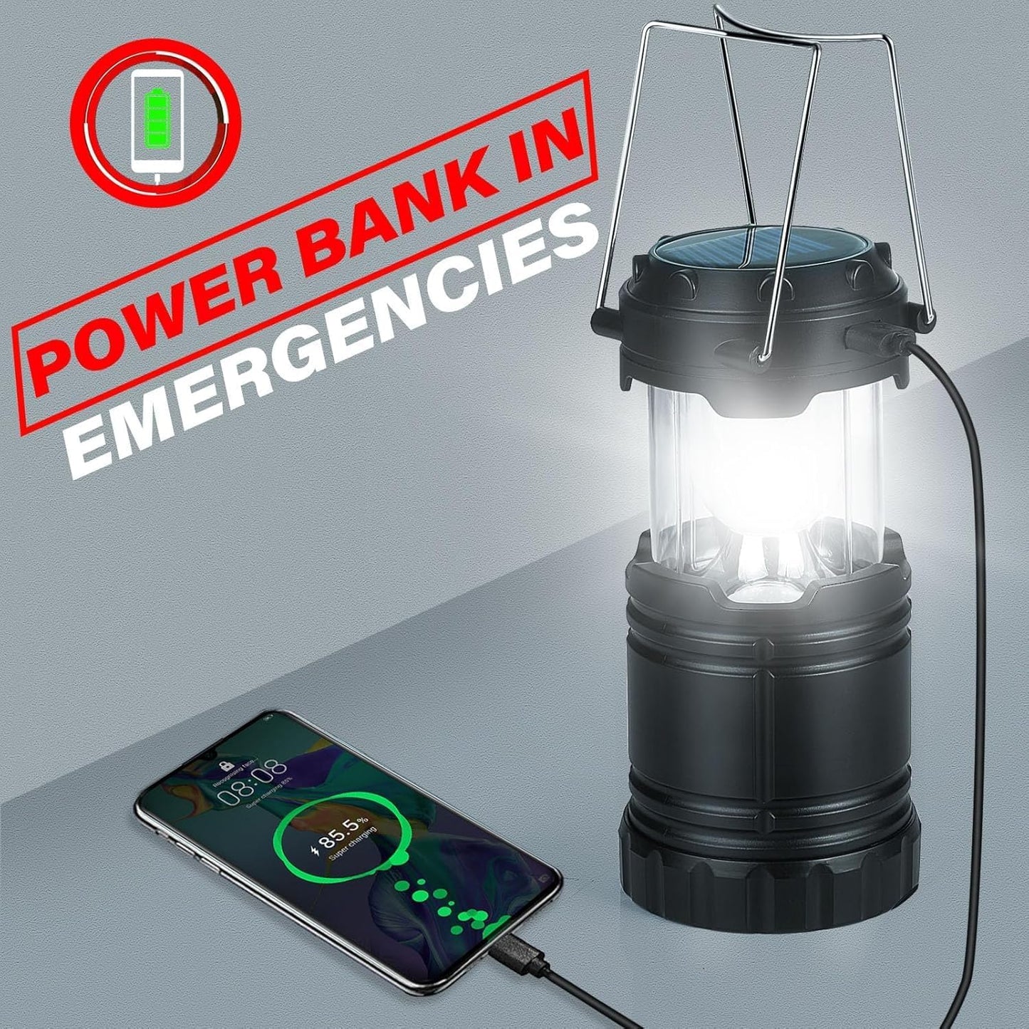 Skiennix 4-Pack Solar Camping Lanterns - Rechargeable LED, Waterproof, Magnetic Base & Collapsible Design