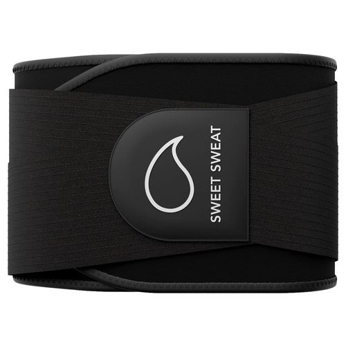 Sports Research Sweet Sweat Waist Trimmer Pro Series - Premium Sweat Enahancing Fitness Belt w/Adjustable Straps for Back Support & Tighter Cinch - Black, (XS-S)