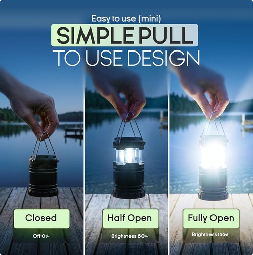 MalloMe LED Camping Lantern - Portable Battery-Powered Light for Emergencies | Collapsible Design, 3 x AAA Operated