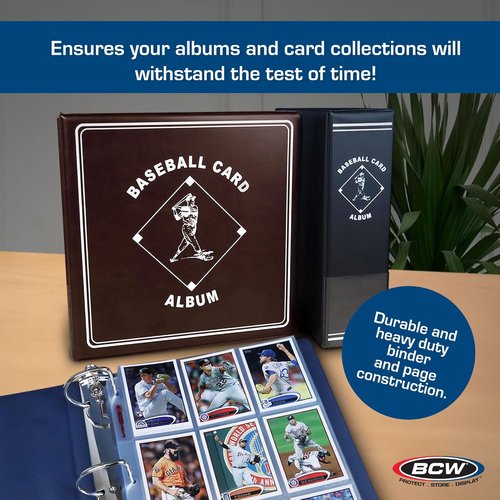 BCW Supplies 3" Baseball Album - Black | Premium Durable Binder for 90 Cards | Heavy-Duty D-Ring for Lasting Protection