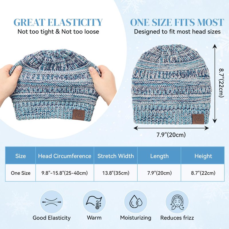 Satin Lined Beanie Women-Winter Hats for Women Silk Lined Slouchy Cute Beanie for Winter Warm Knit Ski Hat Mix Beige&Black&Purple