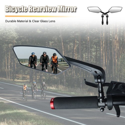 Handlebar Bike Mirror, HD Blast-Resistant, Adjustable Rotatable Rearview Bicycle Mirror (2PCS) (Fan)