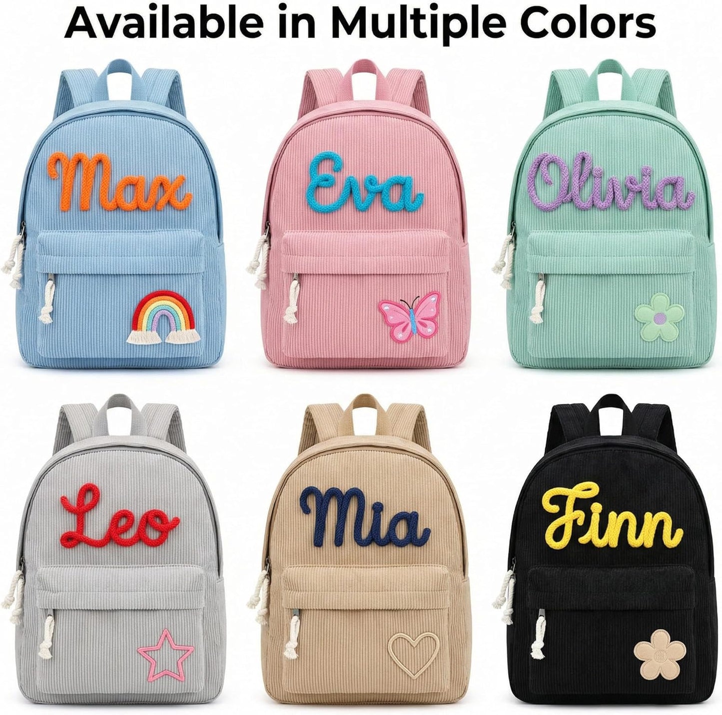 MBBEST Personalized Backpack - Custom Corduroy Daypack with Name Embroidery | Perfect Gift for Kids