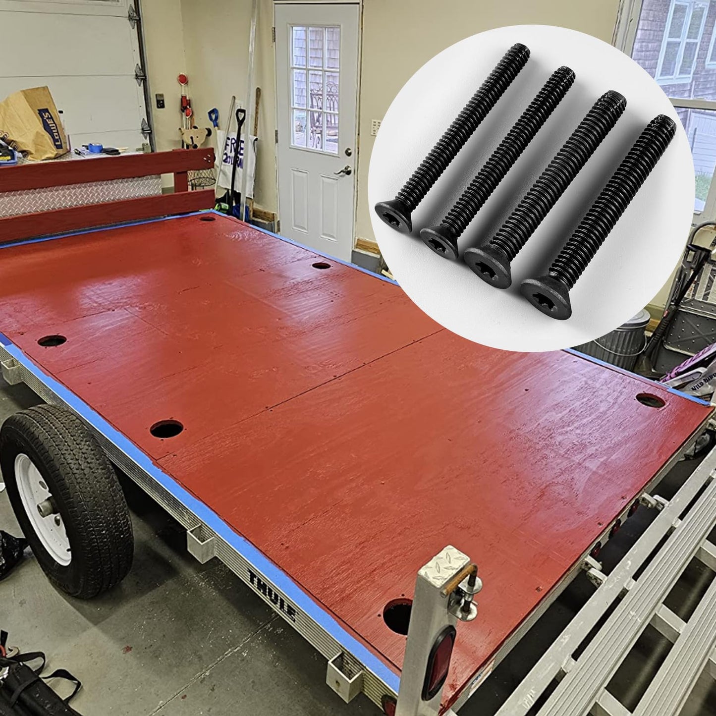 Bopowo 1/4-20 x 2 1/2 Flat Head Floorboard Thread Cutting Screws, Type F, (Star - Six Lobe - Torx Drive), Black Phosphate Finish, Countersunk, T-30 Drive and 7/32 Drill bit