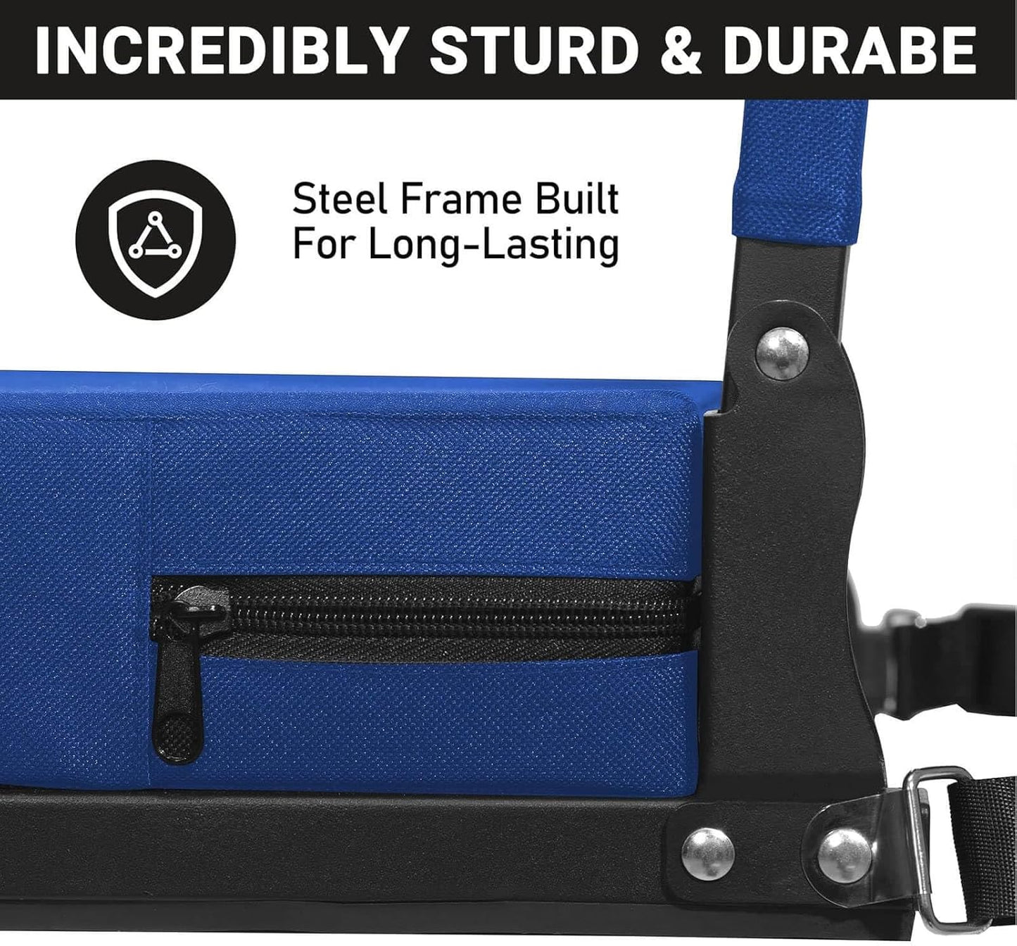 Sheenive Stadium Seats - Padded Bleacher Chairs with Back Support & Shoulder Strap | Portable Comfort, Blue