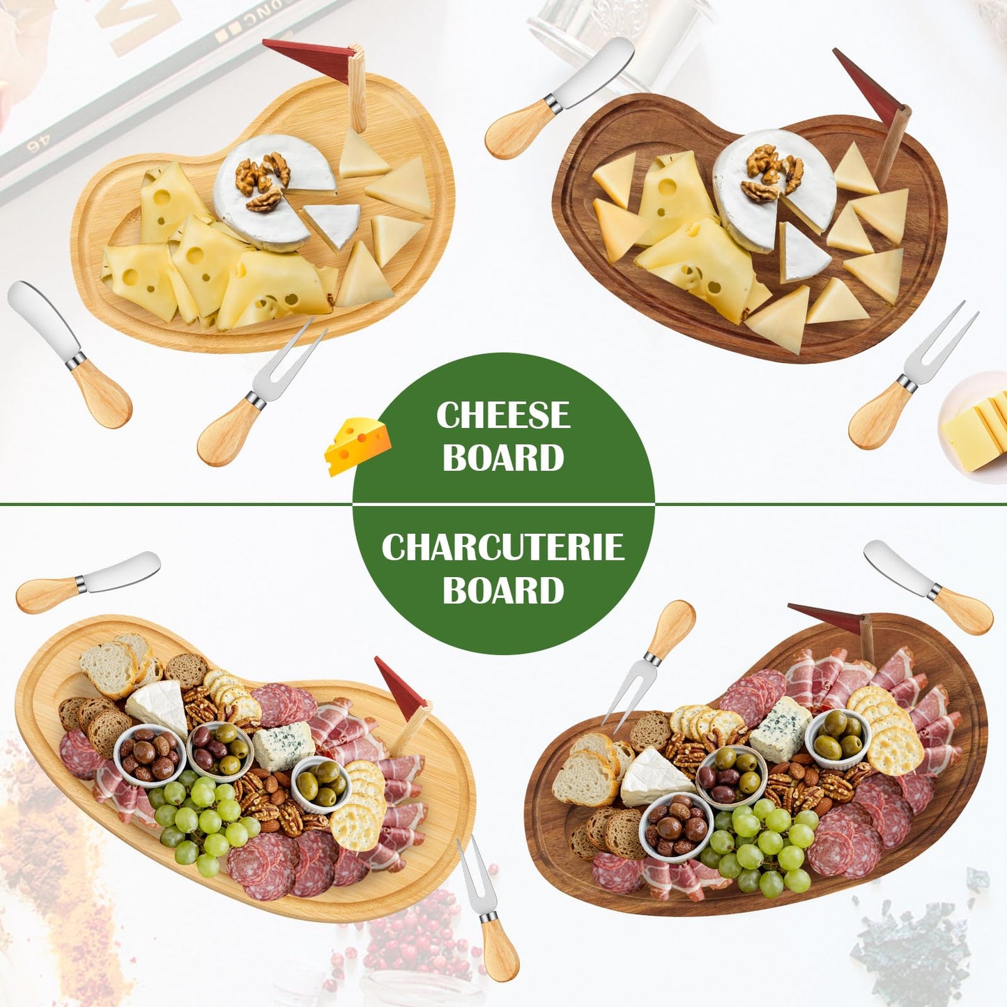 Ziliny Golf Cheese Board Gift Set Father Day Gift for Dad Party Favor Prizes Charcuterie Wood Board with Knives and Box for Party Tournament Birthday Game Game(9.8" x 7.7", Acacia Color)
