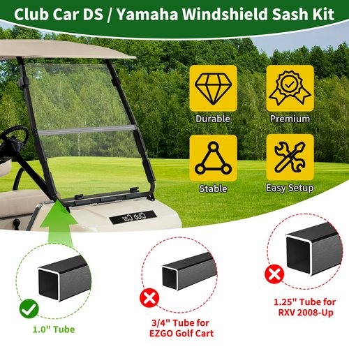 Cartalia Golf Cart Windshield Retaining Clips Kit for 1982-Up Club Car DS / 1985-2006 Yamaha G2 G8 G9 G14 G16 G19 G22, 7+2+2 Windscreen Mounting Sash Window Short Clips Universal Fit 1"x1" Struts Rail