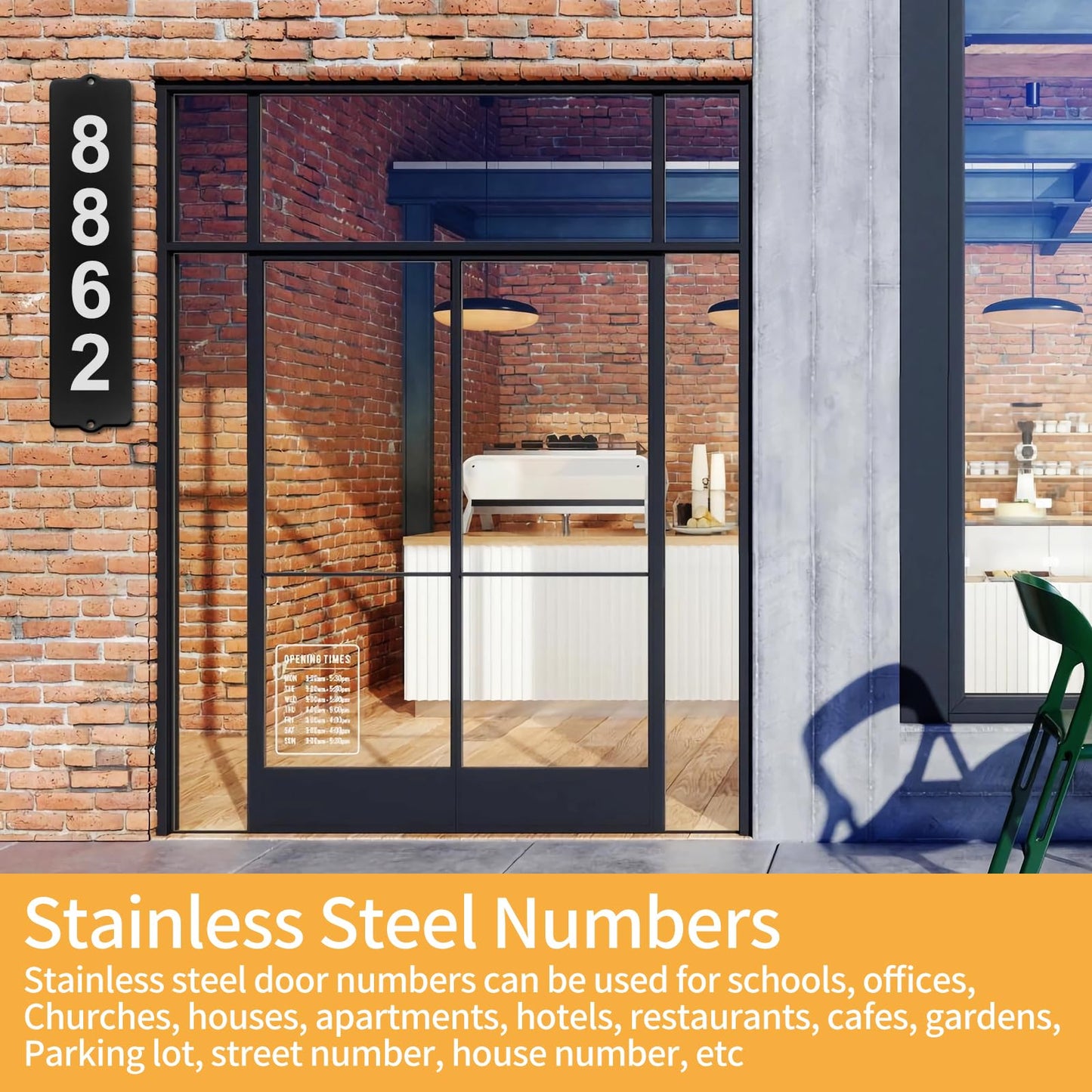 Bmakre House Numbers for Outside, Metal Address Numbers for House, Waterproof, Horizontal & Vertical Mounted Address Signs for Houses,Home Hotel Office Garden Decorative Wall Plaque (Wall Mount)