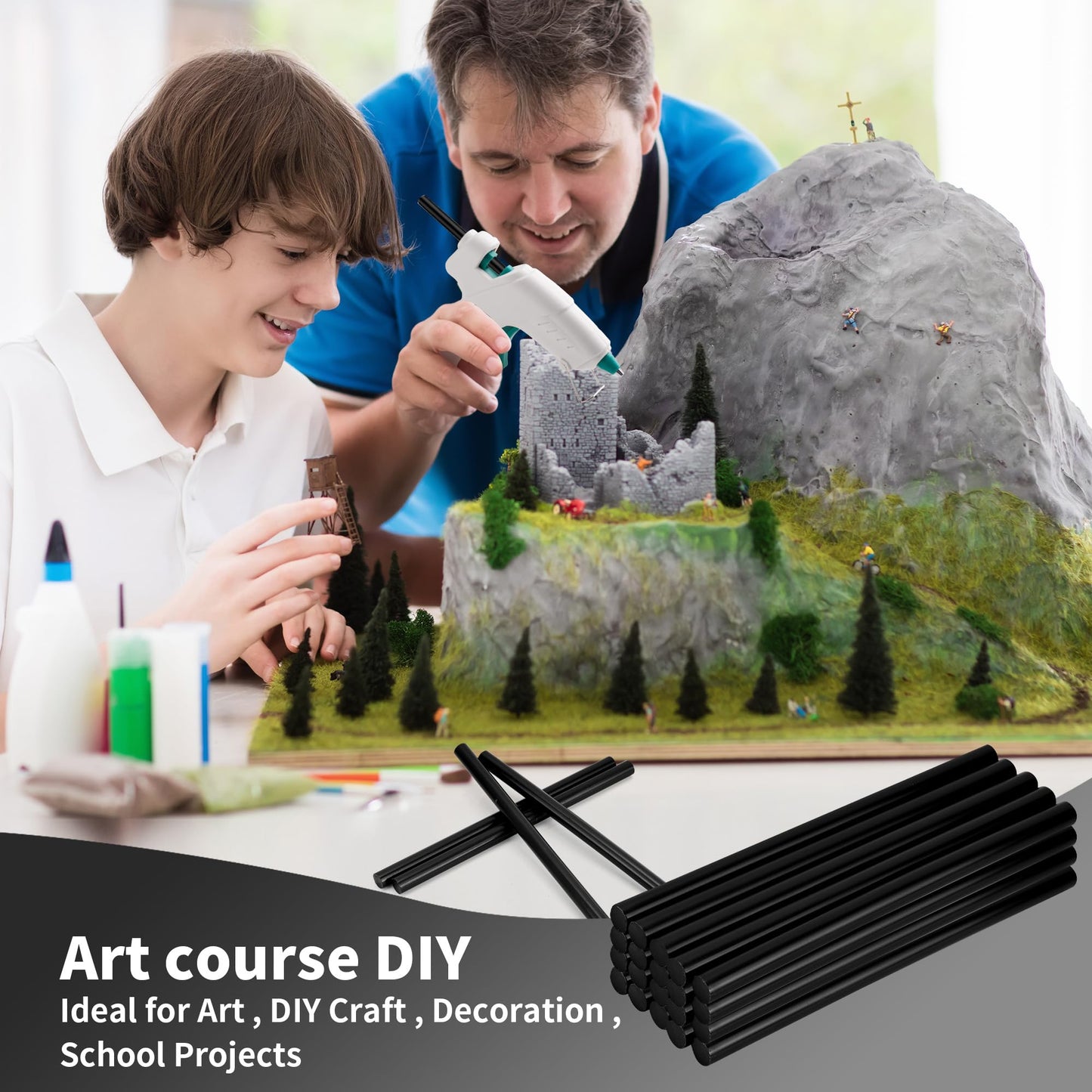 MATUFF Black Hot Glue Sticks Full Size 0.43” Dia x 8” Long, 20 pcs Hot melt Adhesive Glue Sticks, All-Purpose Glue Gun Sticks for DIY Black Crafting Arts and Wedding Cards, Stamp Sealing