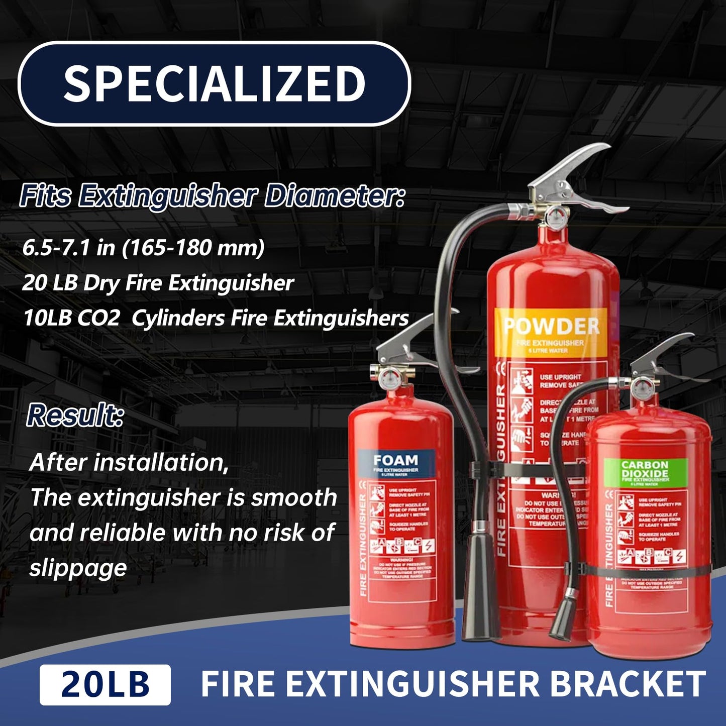 𝙉𝙚𝙬 2 Pack Heavy Duty Fire Extinguisher Bracket Wall Mount, 20 LB Fire Extinguisher Brackets for Truck, Fit 20lb Dry/10lb CO2 Extinguisher, for Garage Vehicle Boat，Replace amerex 810，3-Yr Warranty