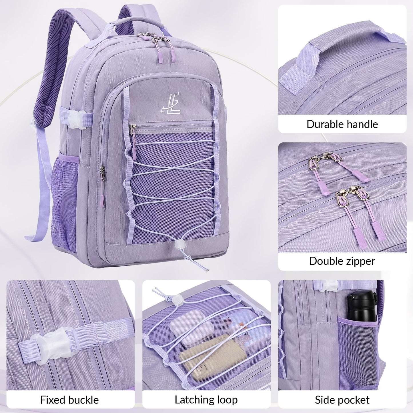 Lanola Kids Backpack for Girls Elementary Primary Middle School Bags for Teens Bookbags Sturdy Durable Travel for Women - Purple