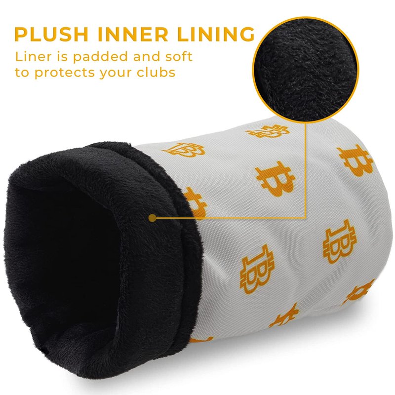 Golf Club Driver Headcover- Premium Bitcoin Barrel Style Golf Driver Head Covers- Durable Club Cover Fits Most Drivers- Protective Golf Head Cover for up to 460 cc Driver Woods