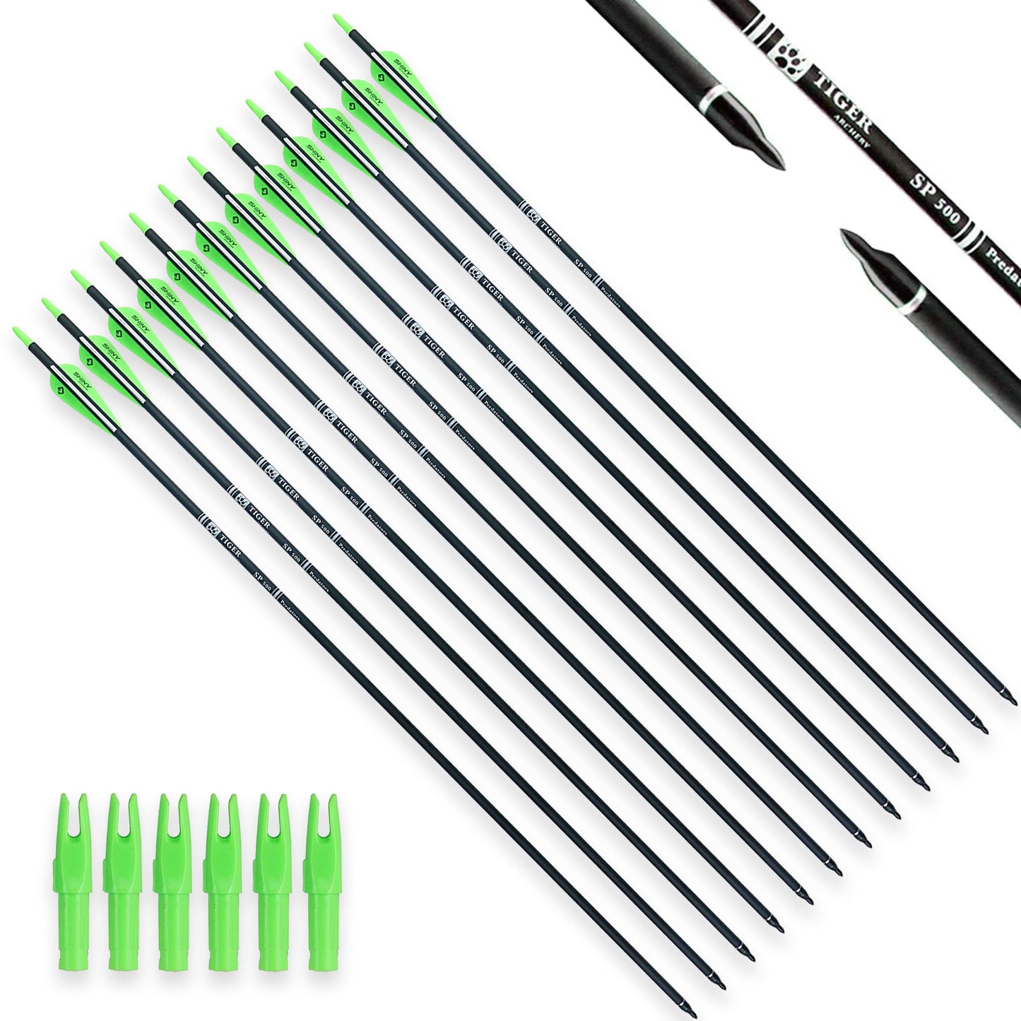 TIGER ARCHERY 30" Carbon Arrows for Compound Recurve Bow Hunting Target