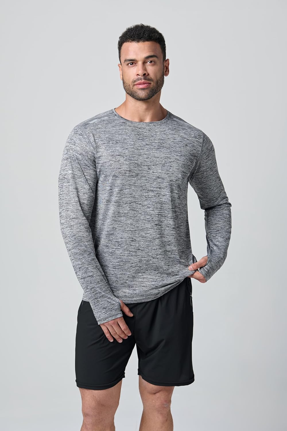 Skiennix Men's Dry Fit Long Sleeve T-Shirts - Lightweight Athletic Tops with Thumb Holes | 3 Pack