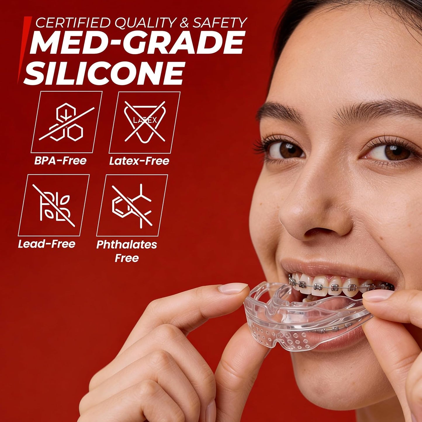 Skiennix Mouth Guard - Premium Silicone Teeth Protection for Sports | Youth & Teens (Transparent, Braces Compatible)