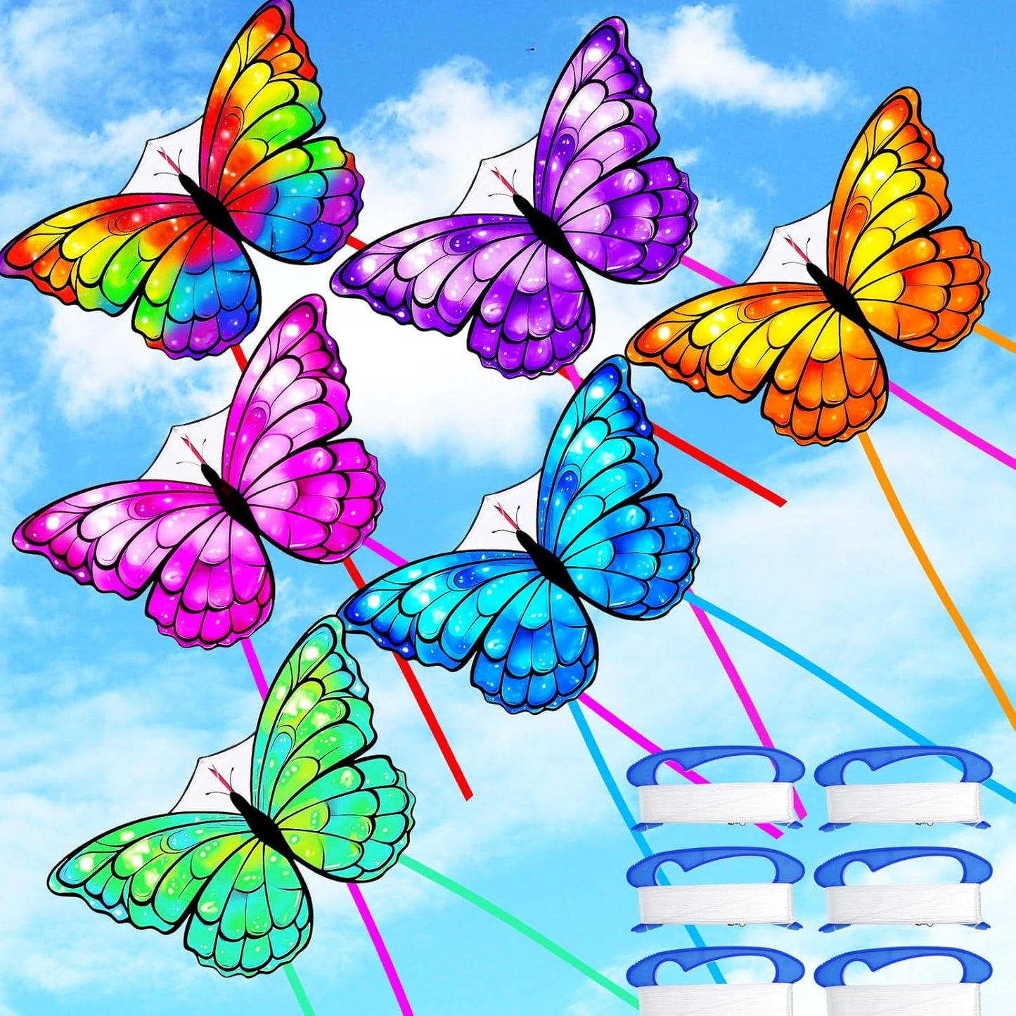 Silipull Butterfly Kite - 55" x 28" Large Colorful Kite with 328ft String for Adults & Beginners