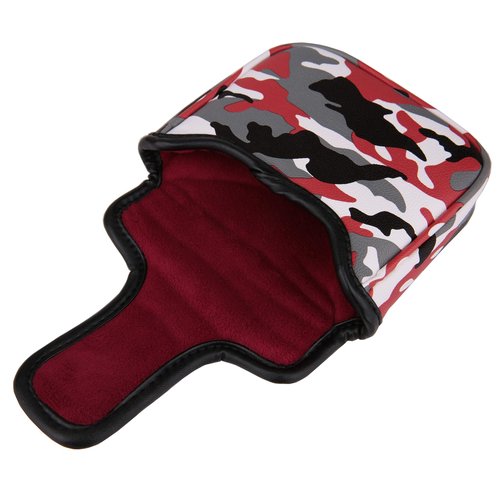 Golf Builder Camouflage Print Golf Square Mallet Putter Head Cover Golf Mallet Cover Synthetic Leather with Magnetic Closure (Red)