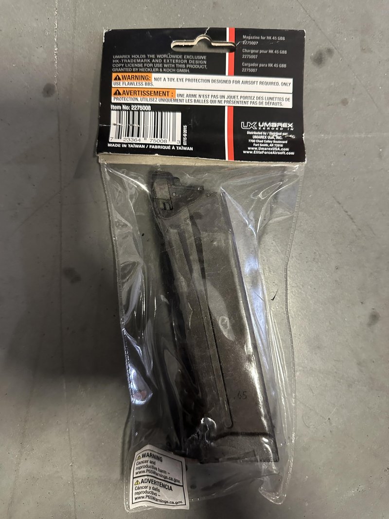 Elite Force HK Heckler & Koch HK45 GBB Blowback 6mm BB Pistol Airsoft Gun Magazine, Fits HK45 GBB Full Size (28-Round)