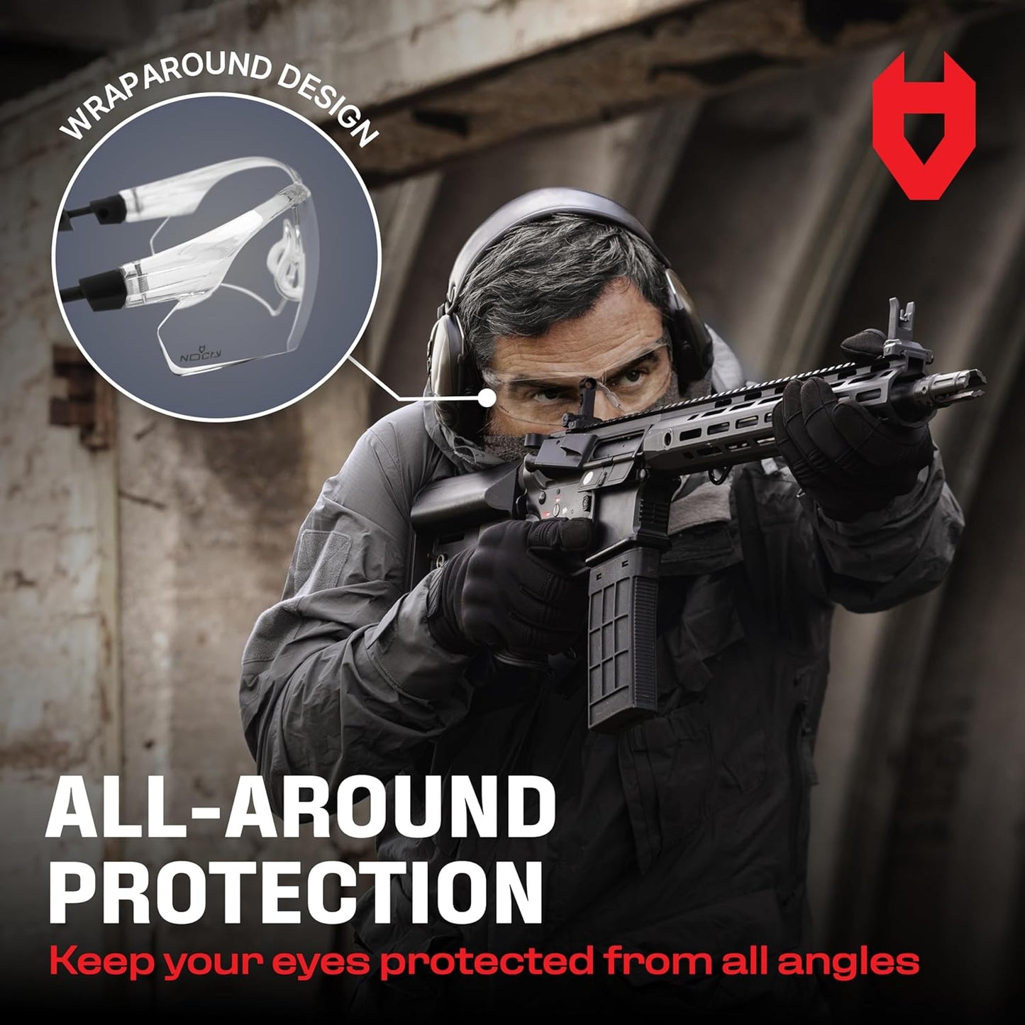 NoCry Shooting Glasses - Anti-Fog, Scratch Resistant Wraparound Lenses | ANSI Z87 Safety, Adjustable Fit