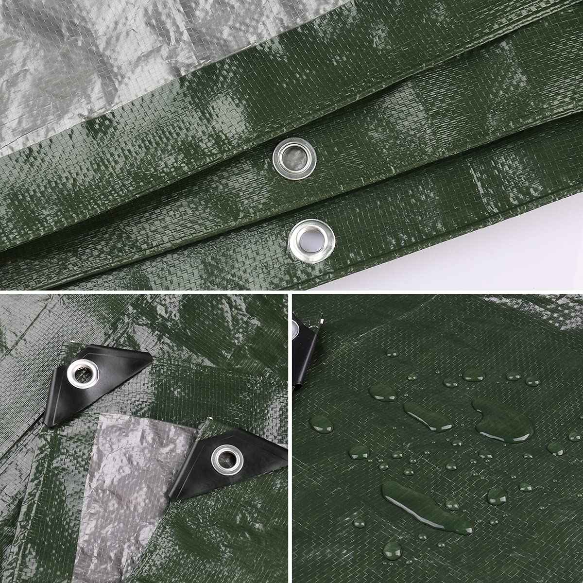 Onarway Poly Tarps Waterproof for Outdoor: Green Tarpaulin 6Mil Thicken 5x8 Ft 2Packs- Anti-UV Waterproof Tarp Cover with Grommets Multipurpose for Boat Pool Roof Camping
