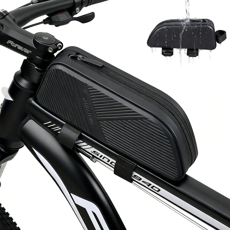 TGpao Waterproof Top Tube Bike Bag for Mountain Bikes, Large Capacity Front Triangle Storage Pouch with Reflective Stripes, Protect Your Phone, Money and Other Valuable Items